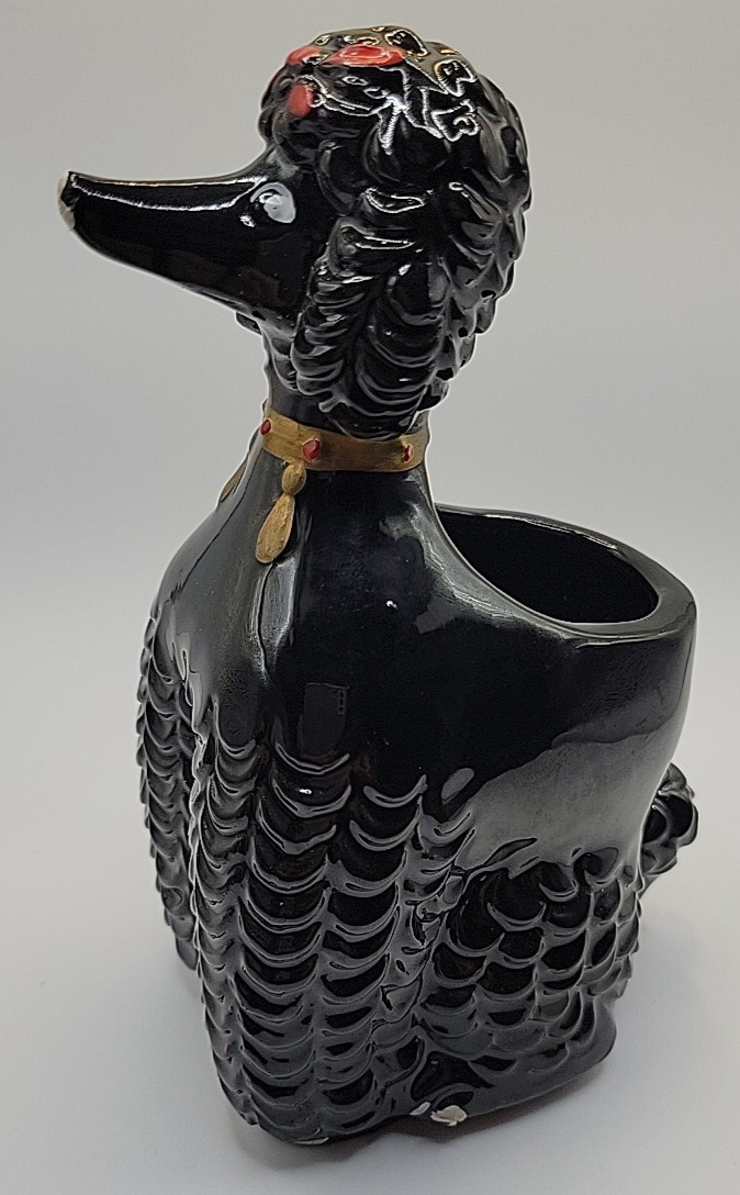 VINTAGE PAUL'S GIFTS 1950's BLACK POODLE PLANTER NOS