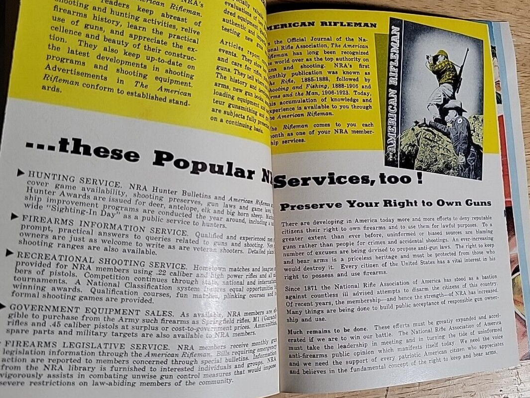 Vintage Pull Out Booklet 'The Story Of The National Rifle Association' 1960's