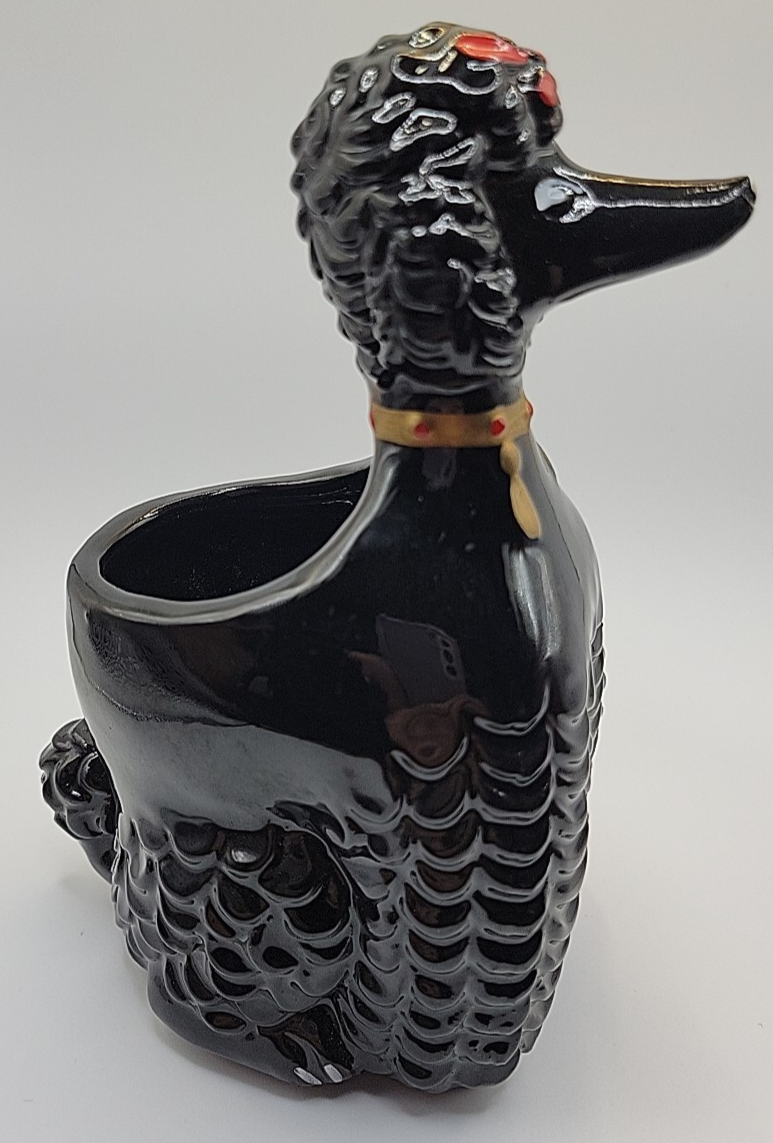 VINTAGE PAUL'S GIFTS 1950's BLACK POODLE PLANTER NOS