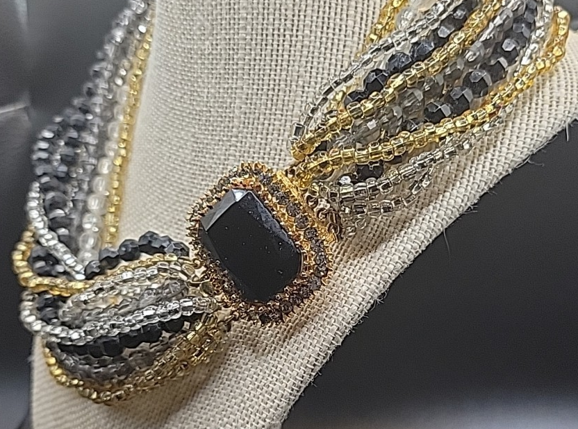 Vintage Glass Bead Strands Retro 80s Quality Costume Jewelry Rhinestone Clasp