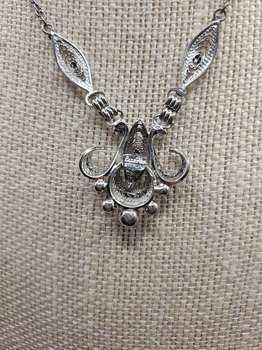 Vintage Espo Flex 925 Sterling Silver Filigree 14” Statement Necklace