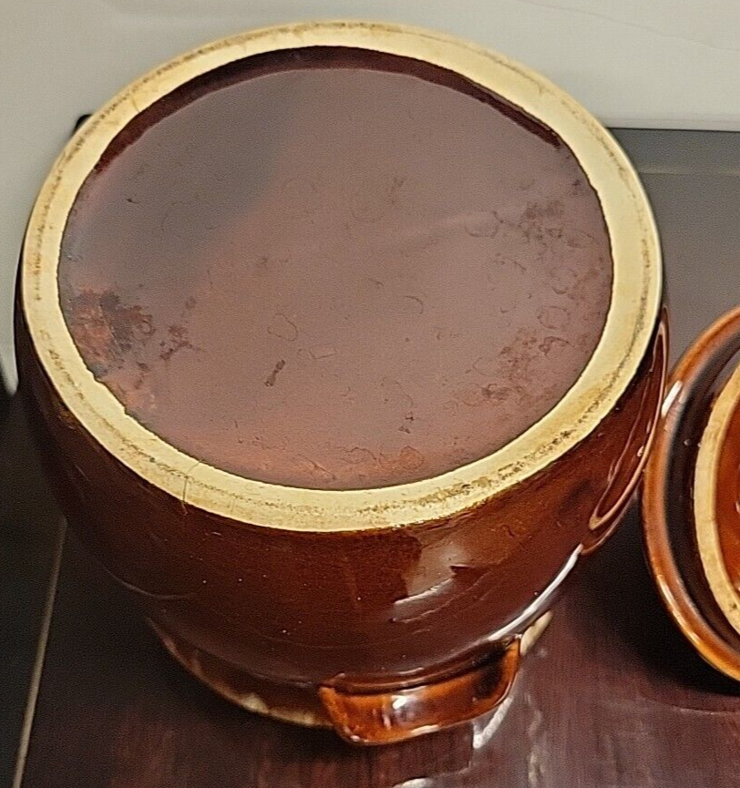 Vintage Hull Pottery Brown Drip Glaze Cookie Jar Bean Pot and Lid Oven Proof USA