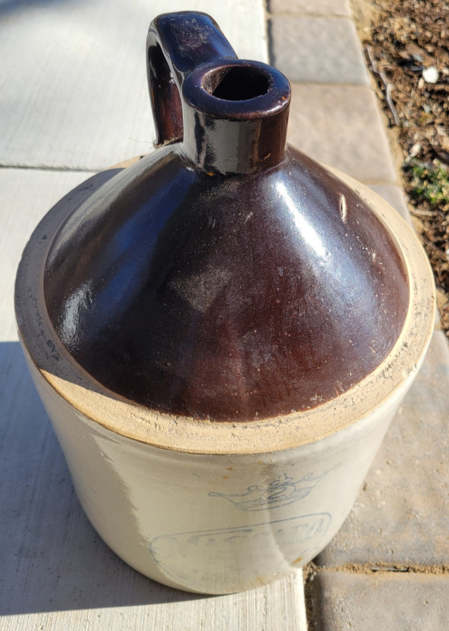 C. 1900 Antique 2 Gal MASCARO TONIQUE FOR THE HAIR SALT GLAZED? STONEWARE JUG
