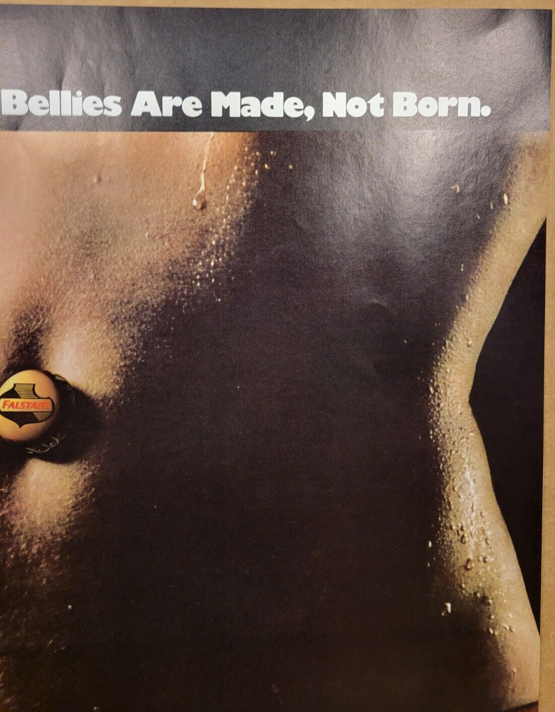 Vintage NOS Poster Falstaff Great Beer Bellies Are Made Not Born Sexy Stomach