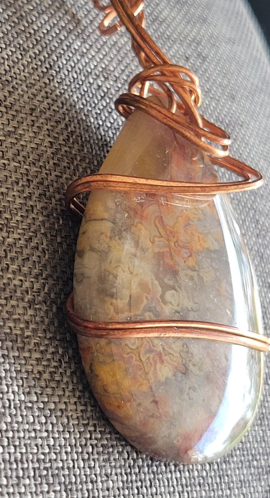 Crazy Lace Teardrop Agate Wire Wrap Pendant