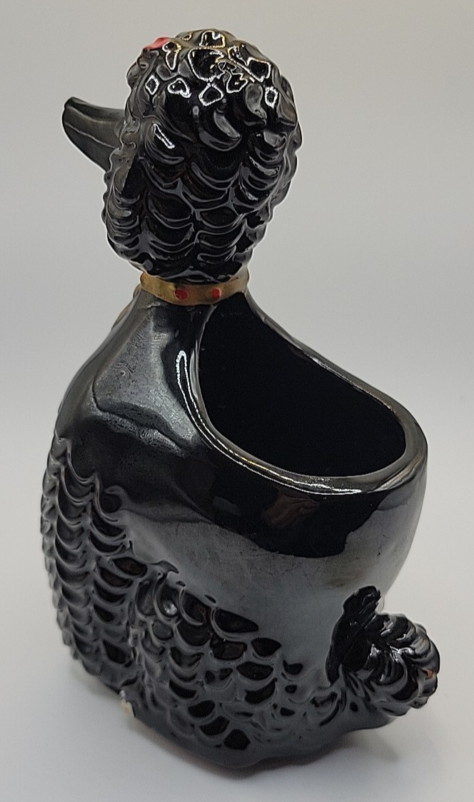 VINTAGE PAUL'S GIFTS 1950's BLACK POODLE PLANTER NOS