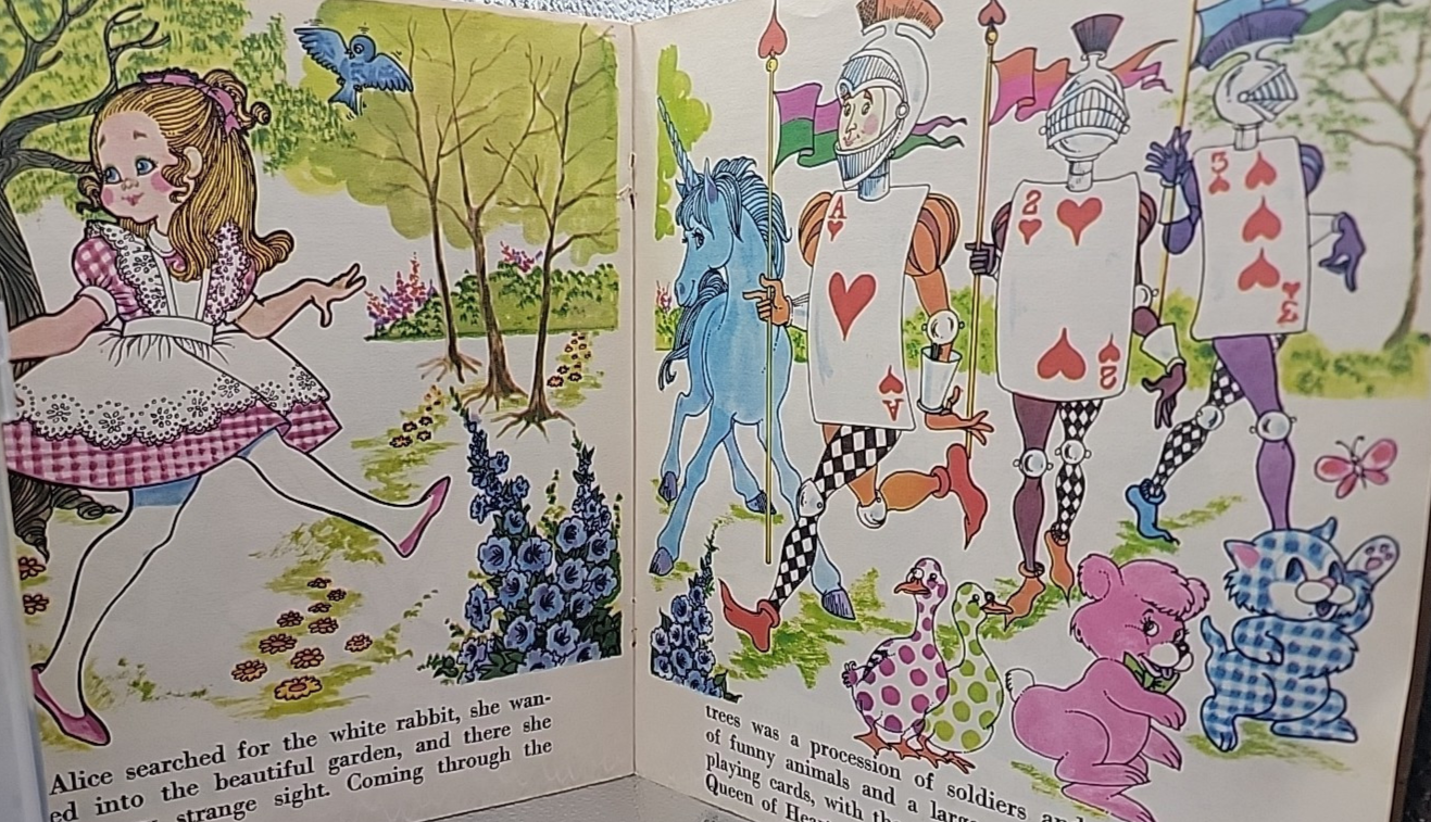 Book & Record 'Alice In Wonderland' 1970's by Peter Pan Recs 45 RPM w Book