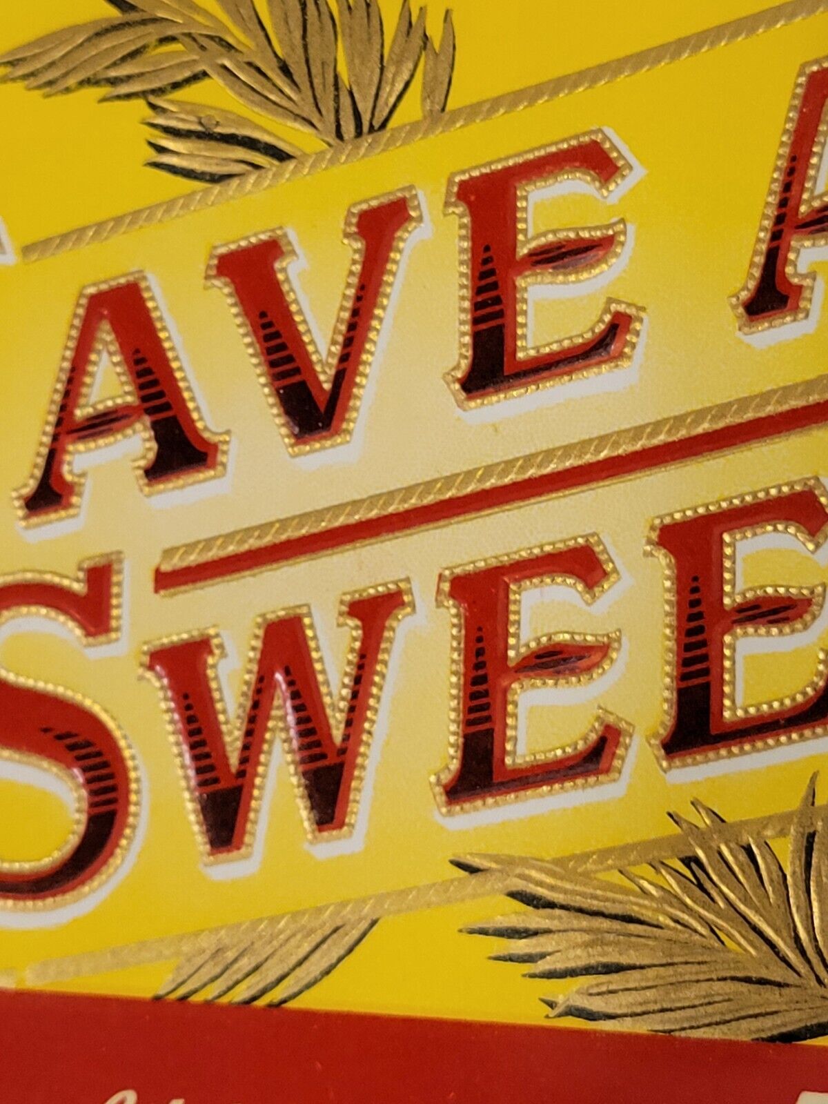 Wholesale Lot of 10 NOS Vintage "Have A Sweet" Cigar Box Inner Labels Embossed