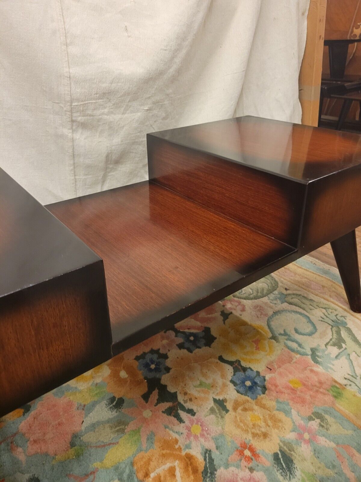 Vintage MCM Spray to Fade Coffee Table w Secret Drawers