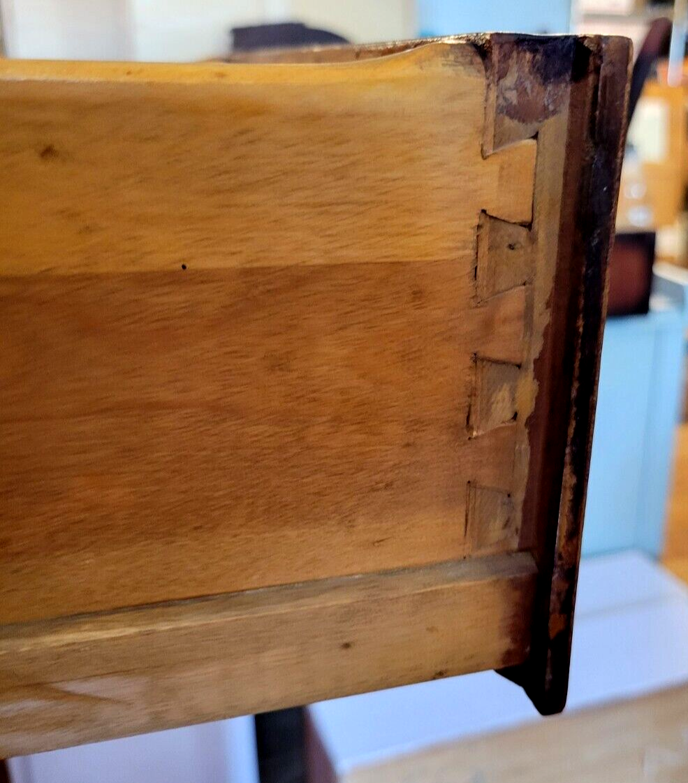 Vintage Golden Oak Veneer 2 Over 4 Tall Boy Dresser Chest of Drawers