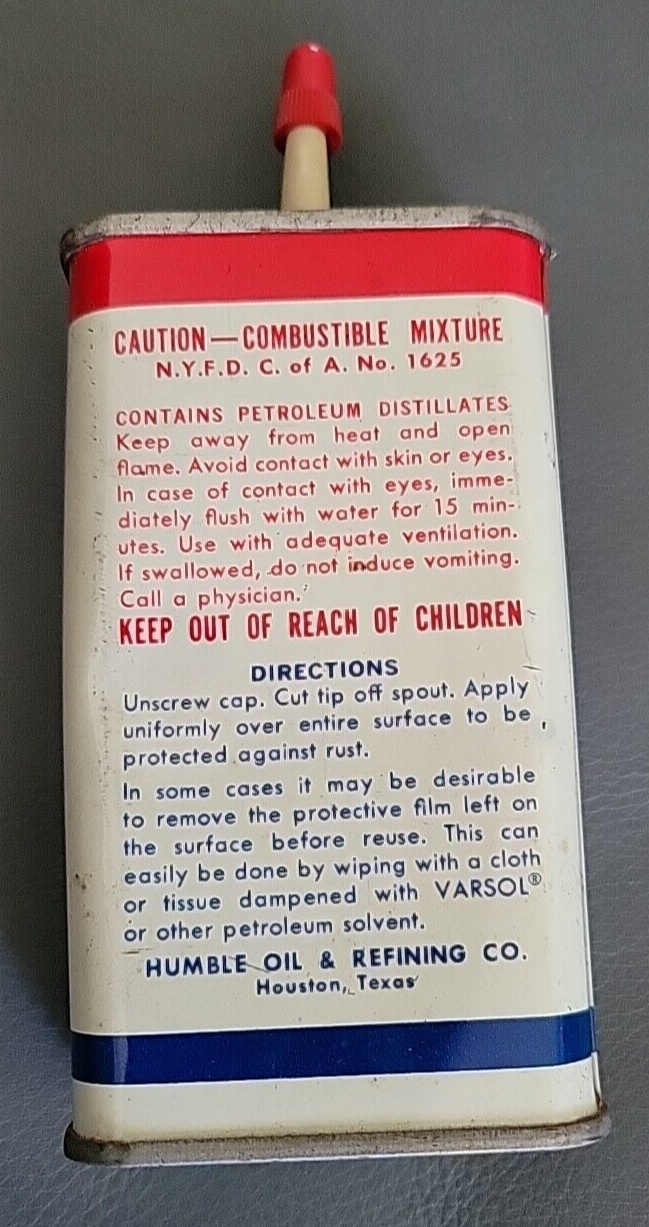 VINTAGE ESSO - RUST-BAN 392• 4 Oz RUST PREVENTIVE CAN - BY HUMBLE OIL CO.