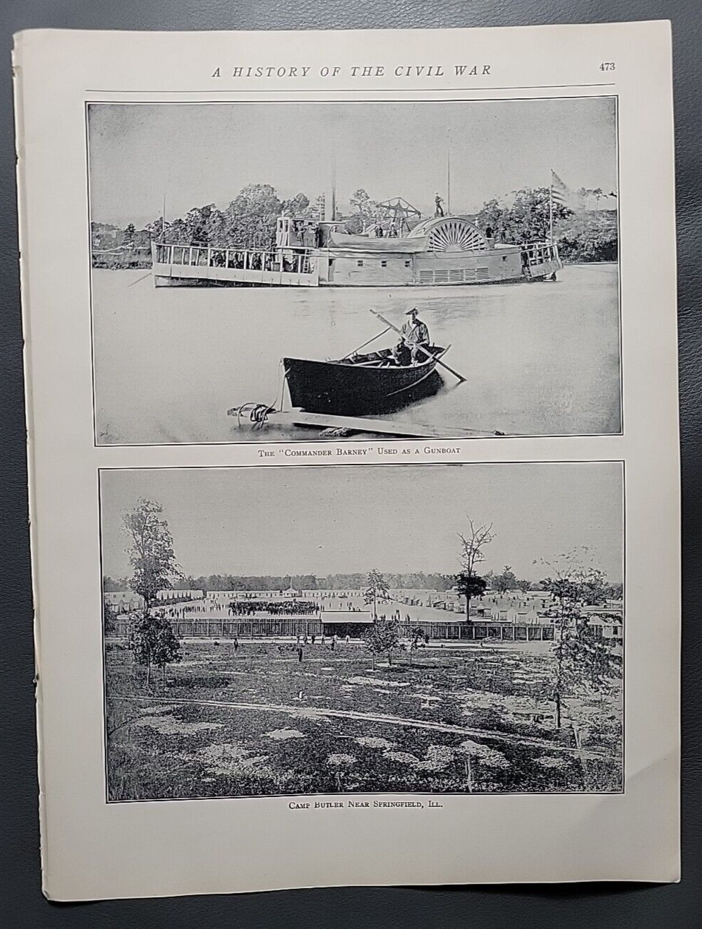 'Commander Barney' & Camp Butler, Lossing's History of the Civil War Page 473