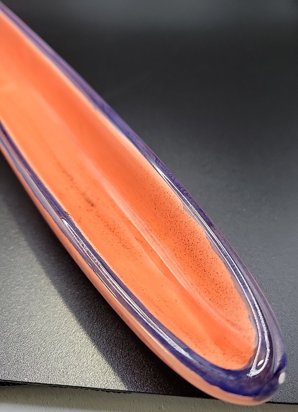 Blood Orange & Purple Ceramic Olive Tray Charcuterie 15" Over and Back Inc.