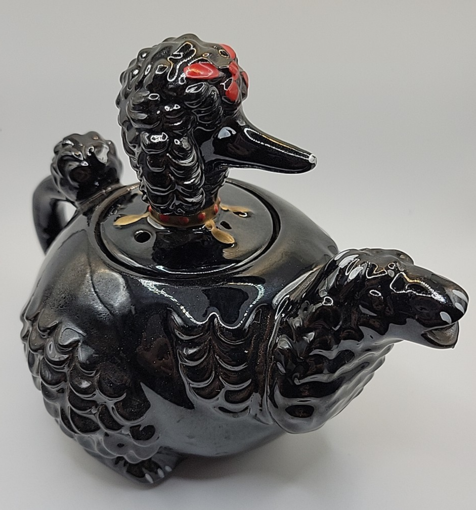 VINTAGE PAUL'S GIFTS 1950's BLACK POODLE TEAPOT NOS