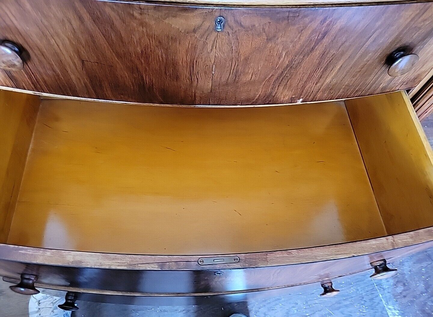 Vintage Golden Oak Veneer 2 Over 4 Tall Boy Dresser Chest of Drawers