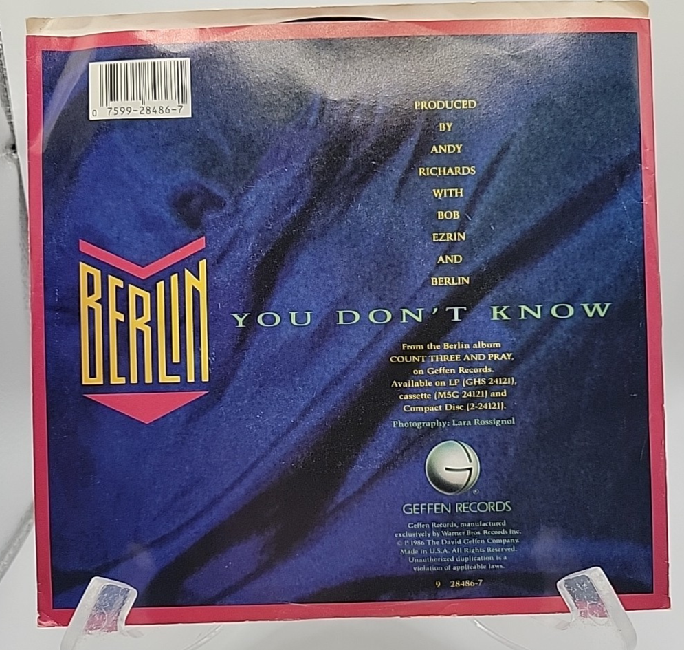 Berlin YOU DON'T KNOW Geffen Records 45 Promo 1986