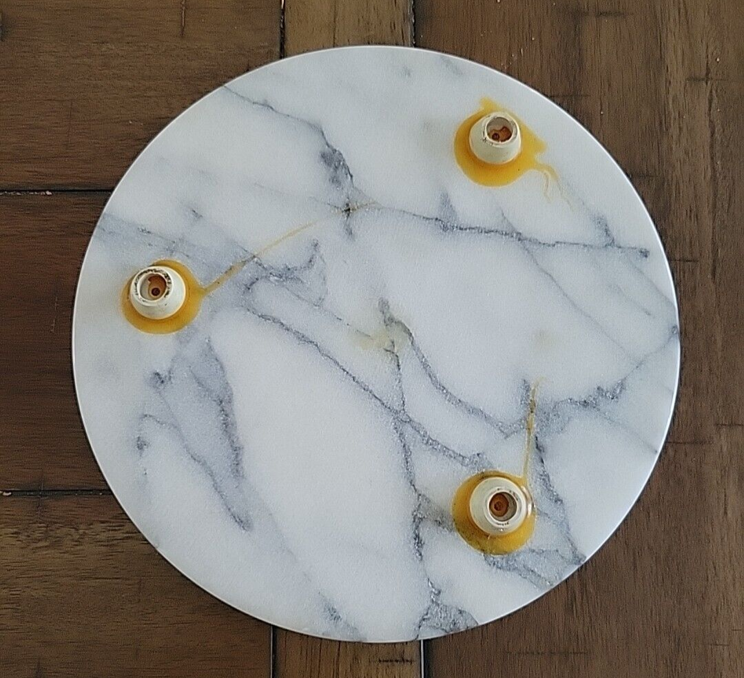 Vintage Round Marble Cheese Board With Glass Heavy Dome Cloche
