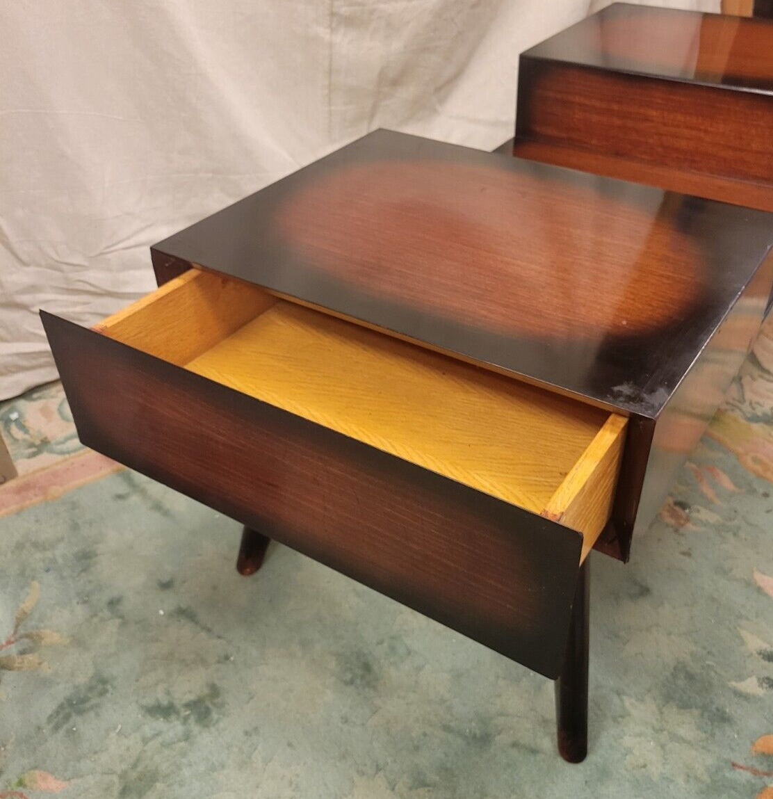 Vintage MCM Spray to Fade Coffee Table w Secret Drawers