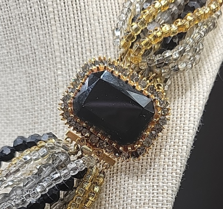 Vintage Glass Bead Strands Retro 80s Quality Costume Jewelry Rhinestone Clasp