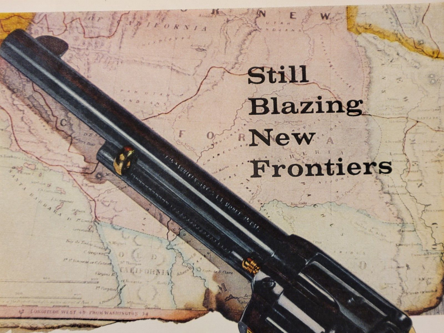 1961 Colt Fire Arms 125th Anniversary Blazing New Frontiers Vintage Print Ad