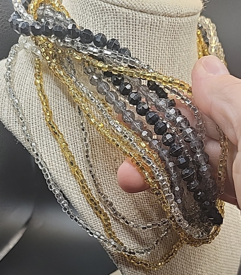 Vintage Glass Bead Strands Retro 80s Quality Costume Jewelry Rhinestone Clasp