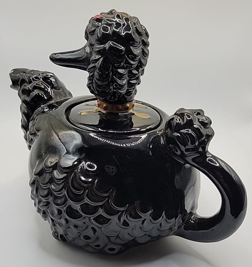 VINTAGE PAUL'S GIFTS 1950's BLACK POODLE TEAPOT NOS
