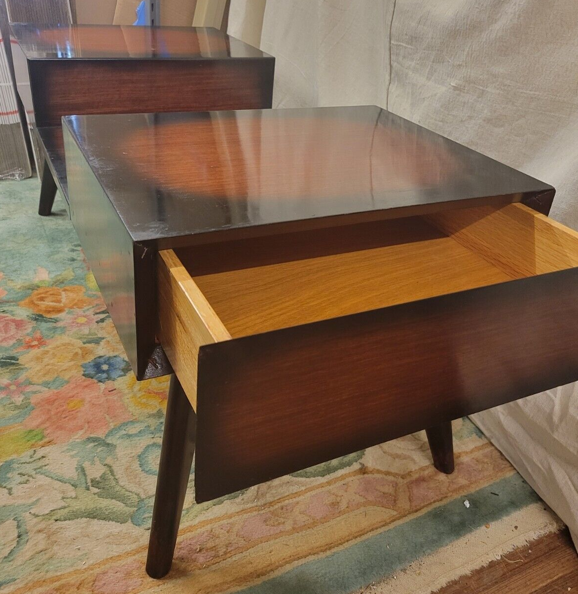 Vintage MCM Spray to Fade Coffee Table w Secret Drawers