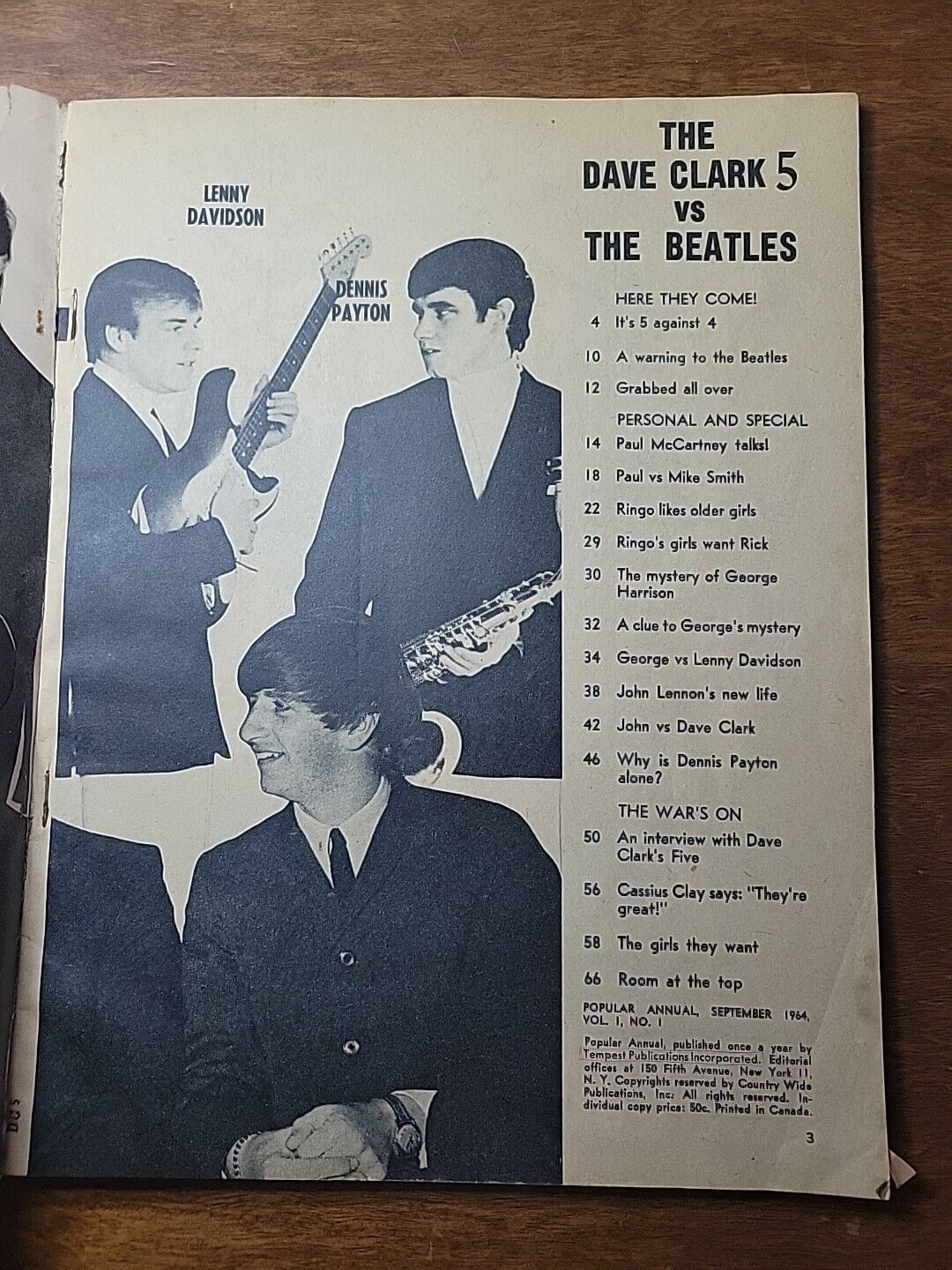 'Dave Clark 5 vs The Beatles' Popular Annual Magazine 1964