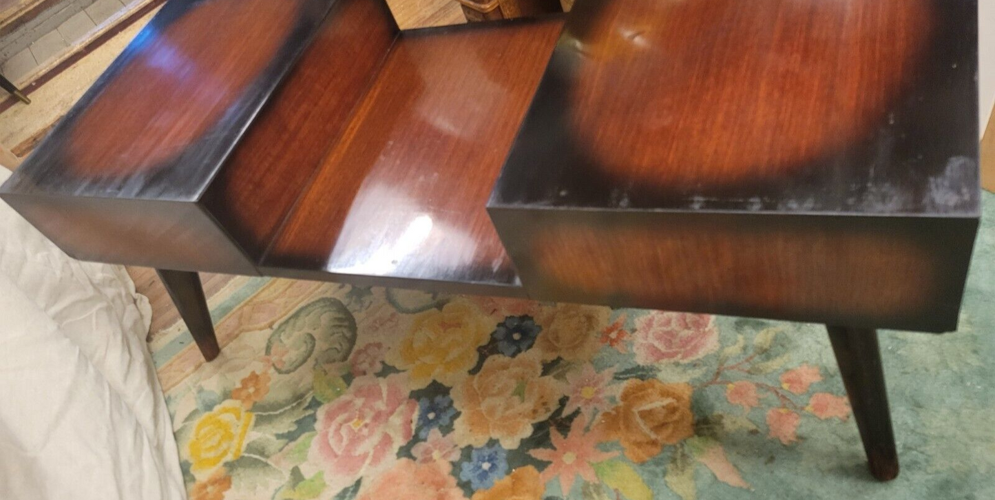 Vintage MCM Spray to Fade Coffee Table w Secret Drawers