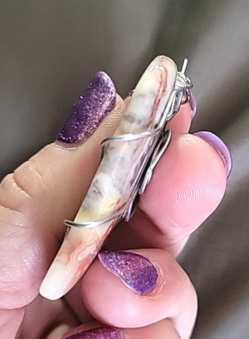 Crazy Lace Heart Shape Agate Wire Wrap Pendant
