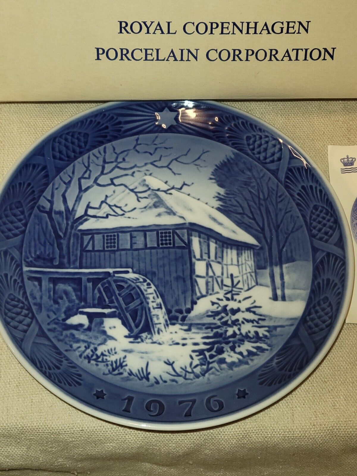 Vintage Royal Copenhagen Collectible Porcelain Plate 1976 Water Mill Boxed NOS
