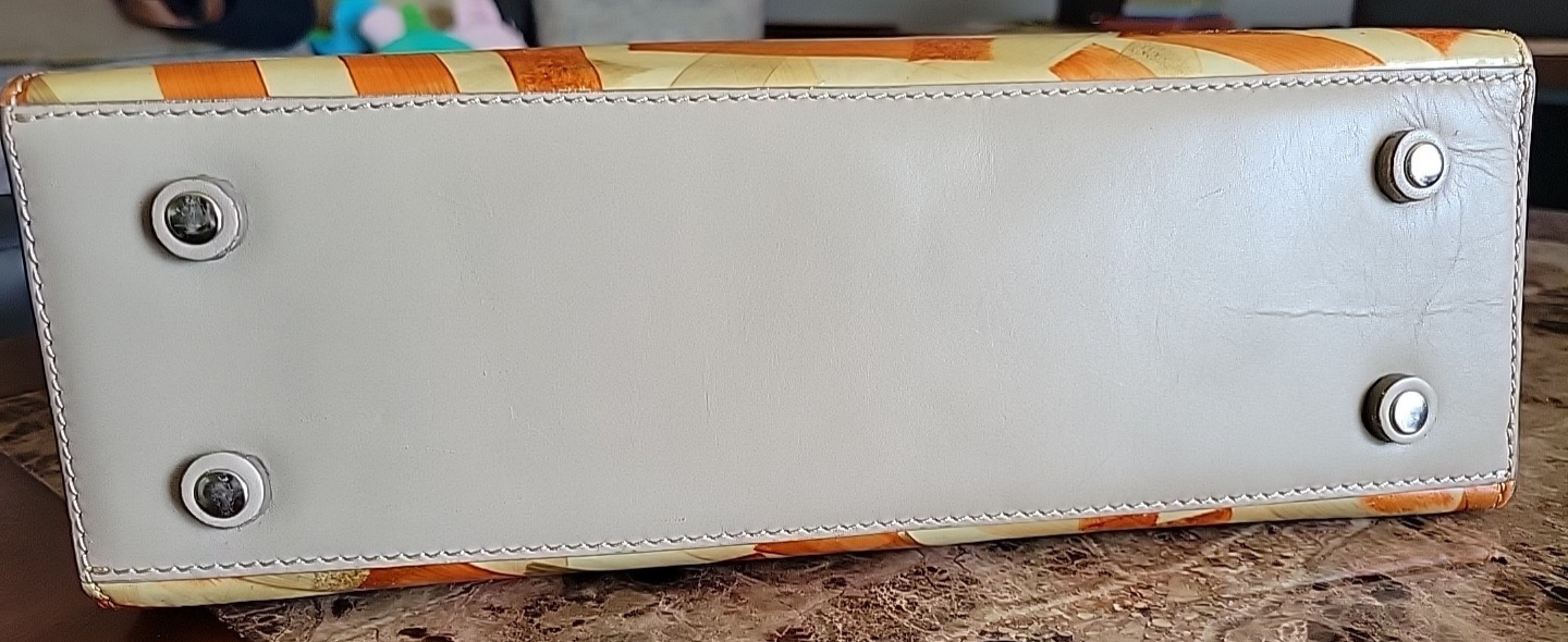 Vintage Sondra Roberts Clutch Copper Gold Vinyl Handbag Acrylic Handles