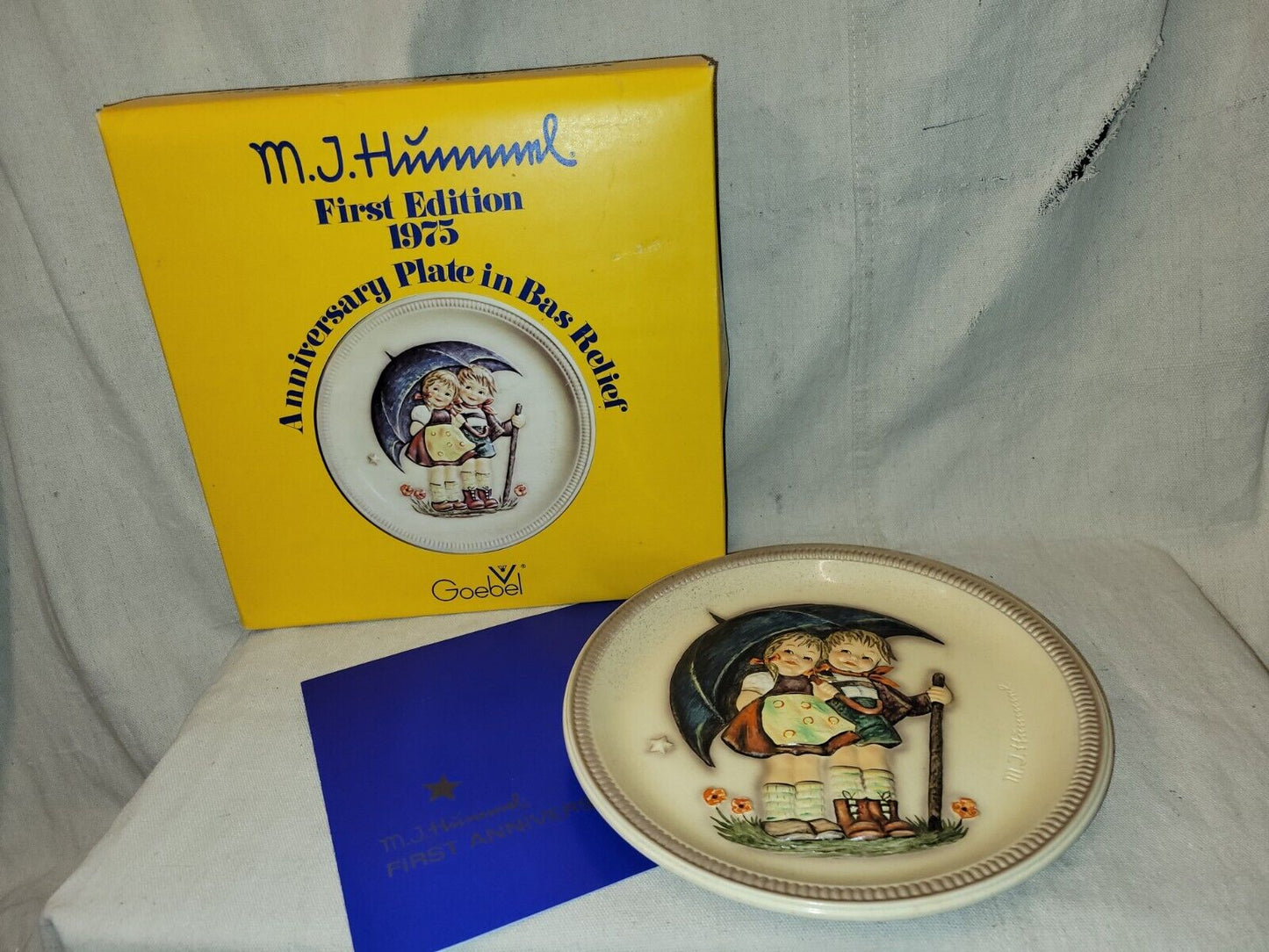 Vintage Hummel 1st Edition Anniversary Stormy Weather Bas-Relief 1975 Boxed NOS