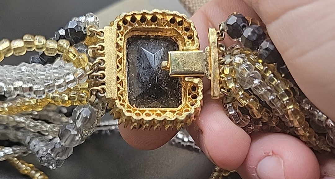 Vintage Glass Bead Strands Retro 80s Quality Costume Jewelry Rhinestone Clasp