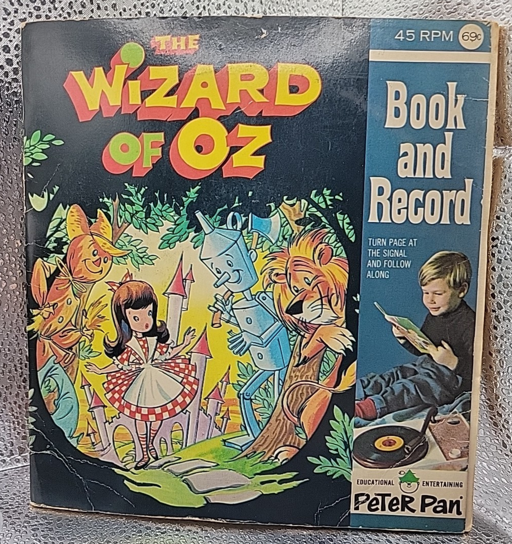 Book & Record 'The Wizard Of Oz' 1970's by Peter Pan Recs 45 RPM w Book