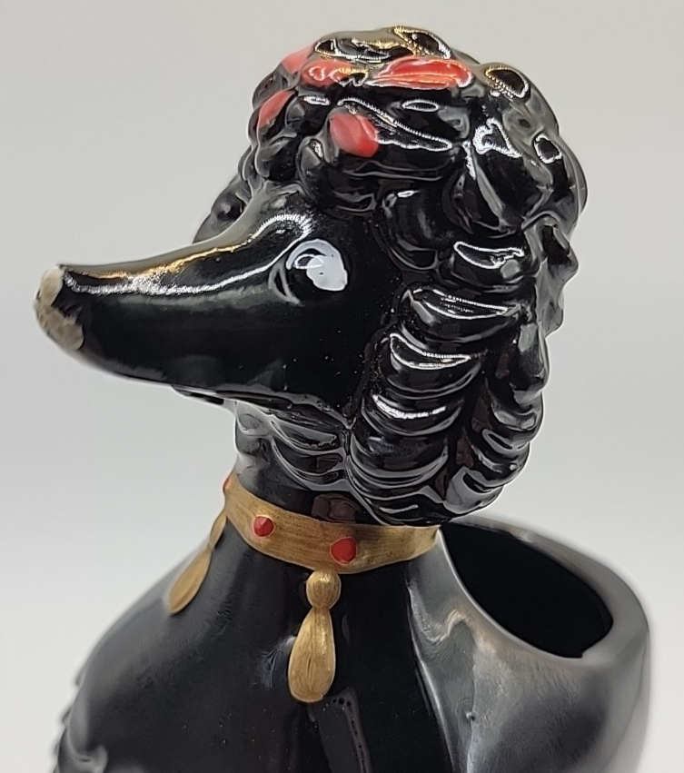 VINTAGE PAUL'S GIFTS 1950's BLACK POODLE PLANTER NOS