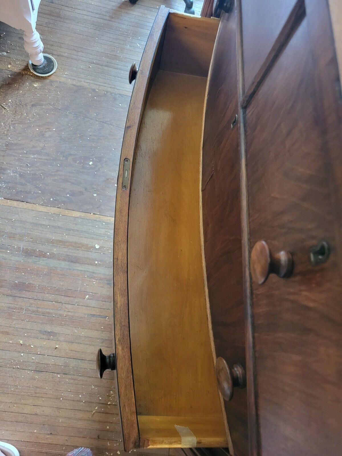 Vintage Golden Oak Veneer 2 Over 4 Tall Boy Dresser Chest of Drawers