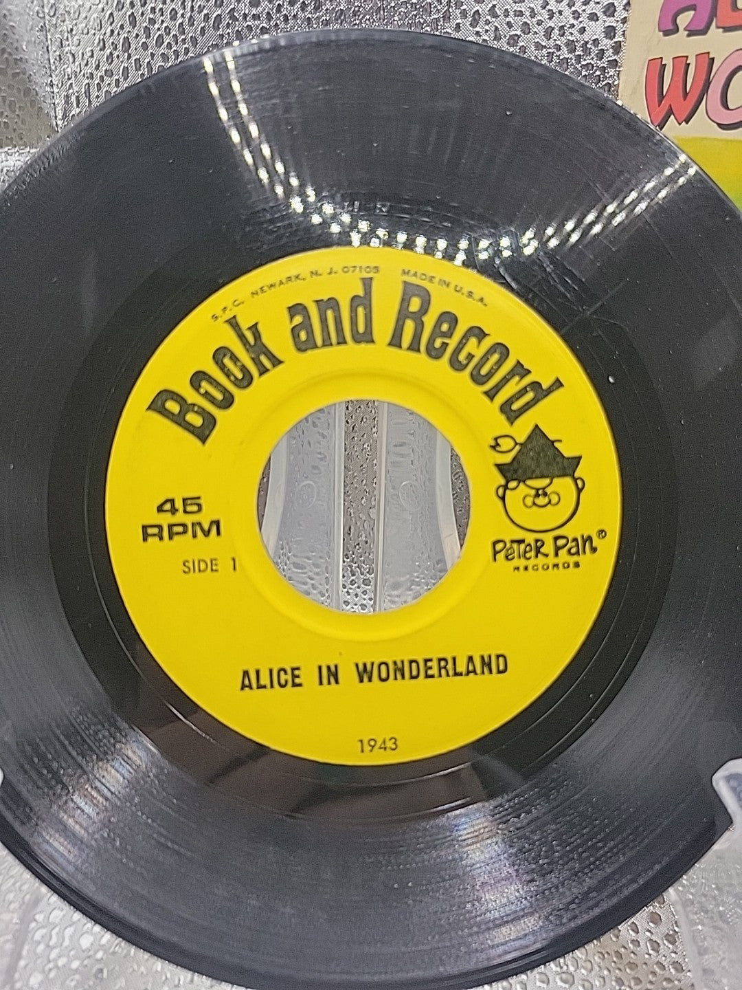 Book & Record 'Alice In Wonderland' 1970's by Peter Pan Recs 45 RPM w Book