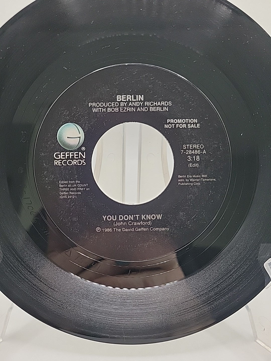 Berlin YOU DON'T KNOW Geffen Records 45 Promo 1986