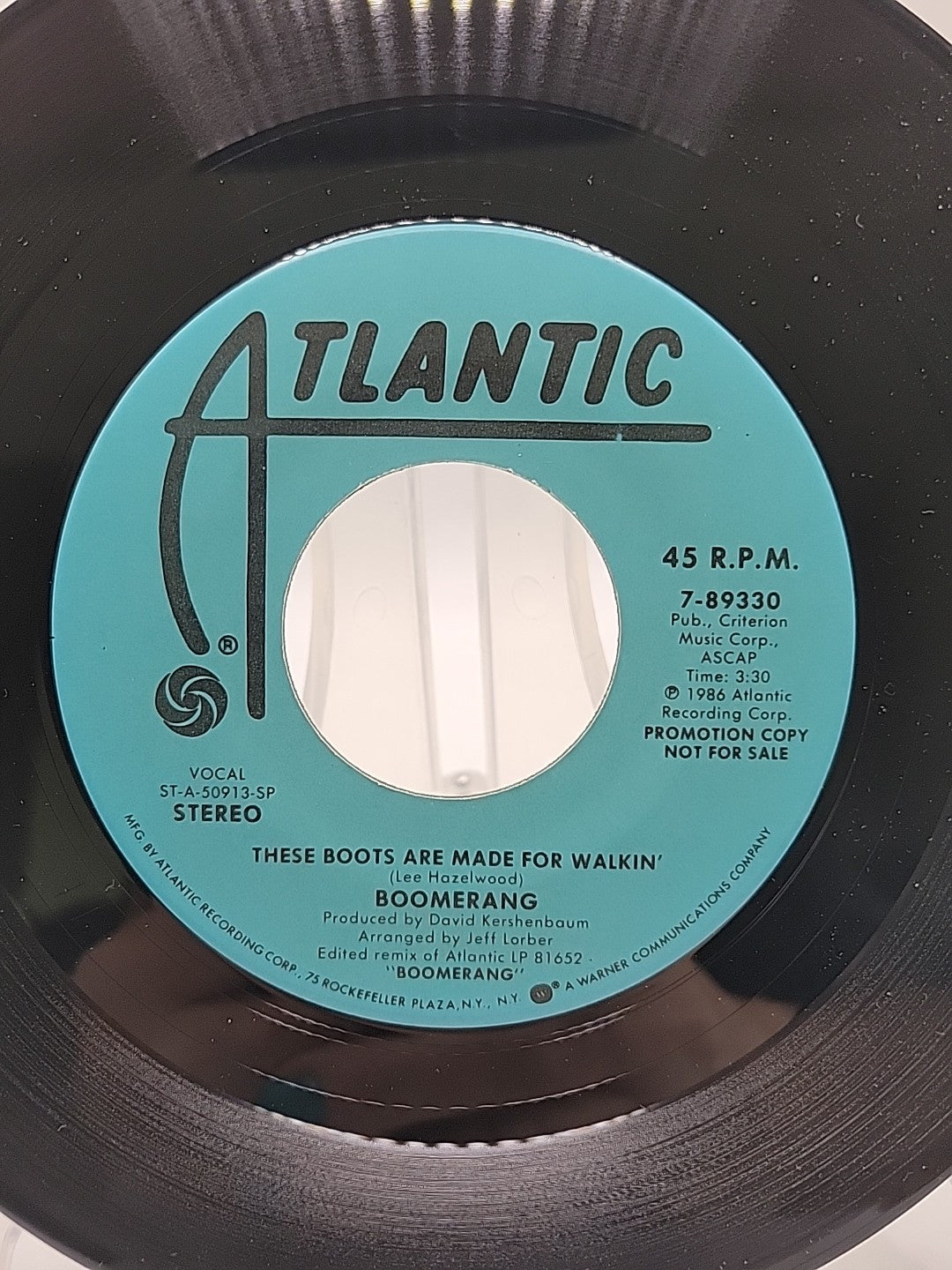 Boomerang THESE BOOTS ARE MADE FOR WALKING Atlantic Records Promo 45 1986