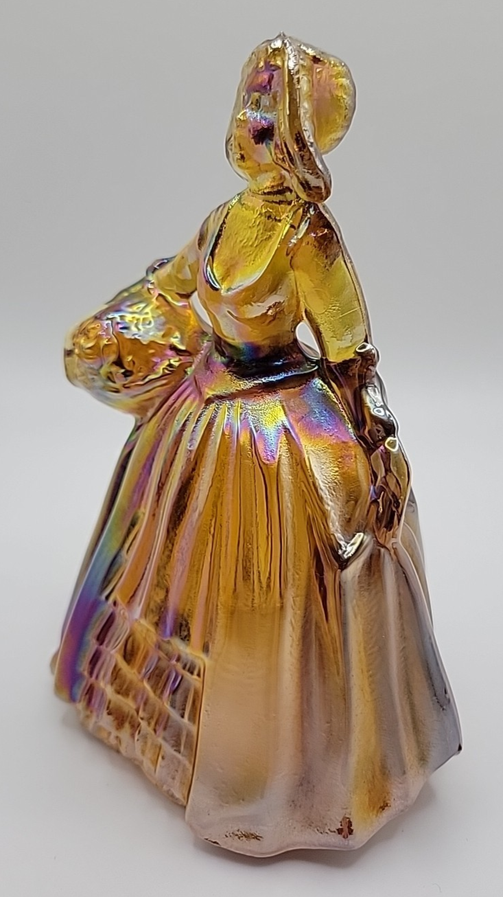 Wheaton Glass Company from 1965-75 Amber Carnival Glass Colonial Lady Figurine