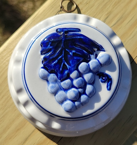 Vintage Dutch Delft Blue Mold Wall Decor Grapes Hand Painted