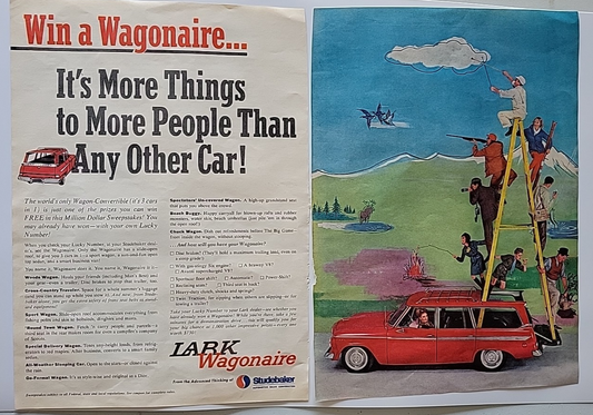 Vintage Studebaker Lark Wagonaire Enter To Win 1963 2 Page Print Ad