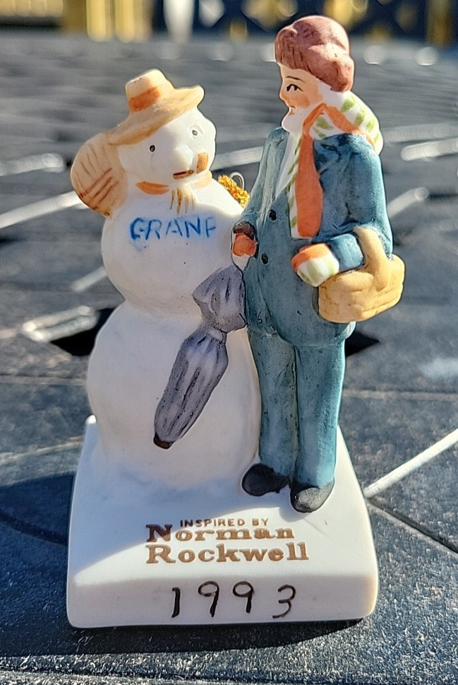 Vintage Norman Rockwell GRANDPA WITH SNOWMAN Figurine Dave Grossman 1993