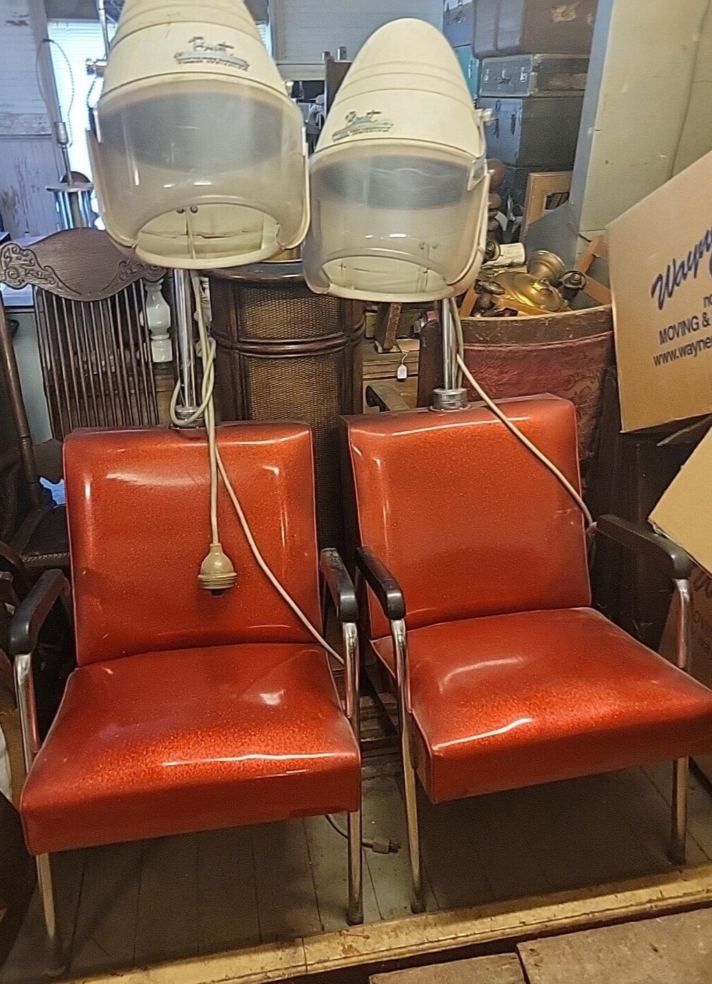 Vintage Retro Beehive Hair Dryer 1950's Sparkily Red Vinyl Chair 3 Available