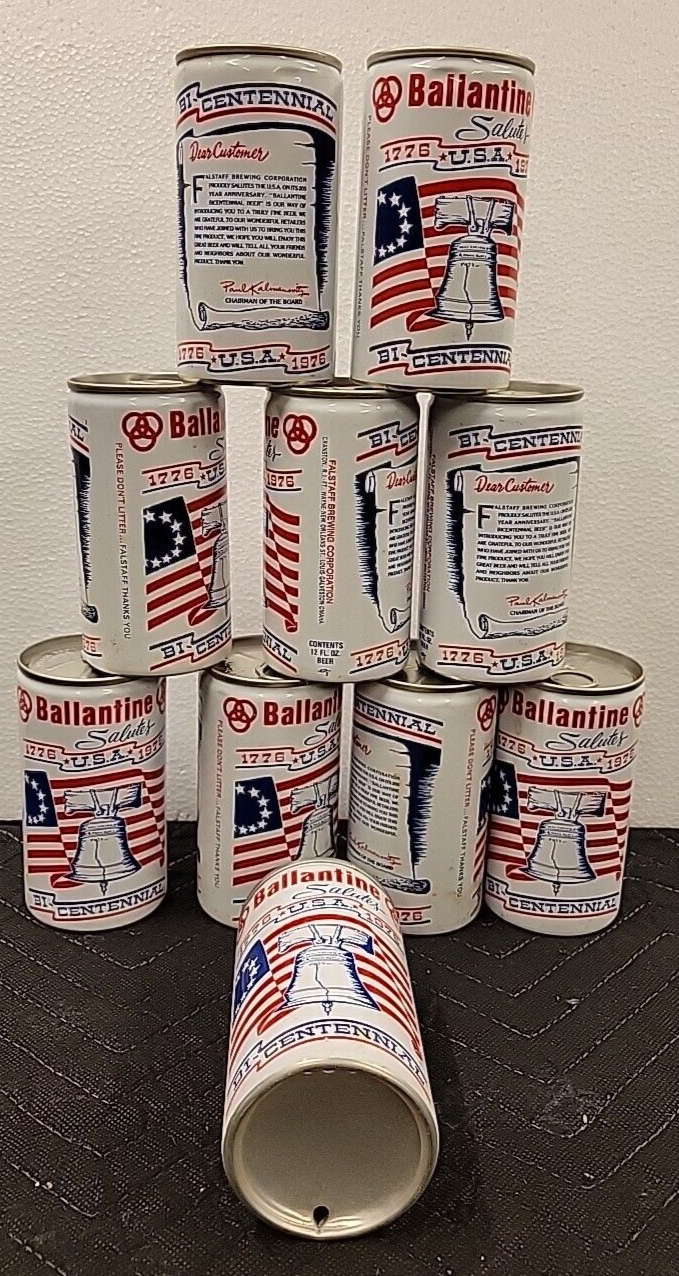 1976 Ballantine Salutes USA Bicentennial Pull Tab 12oz Empty Beer Can Punctured
