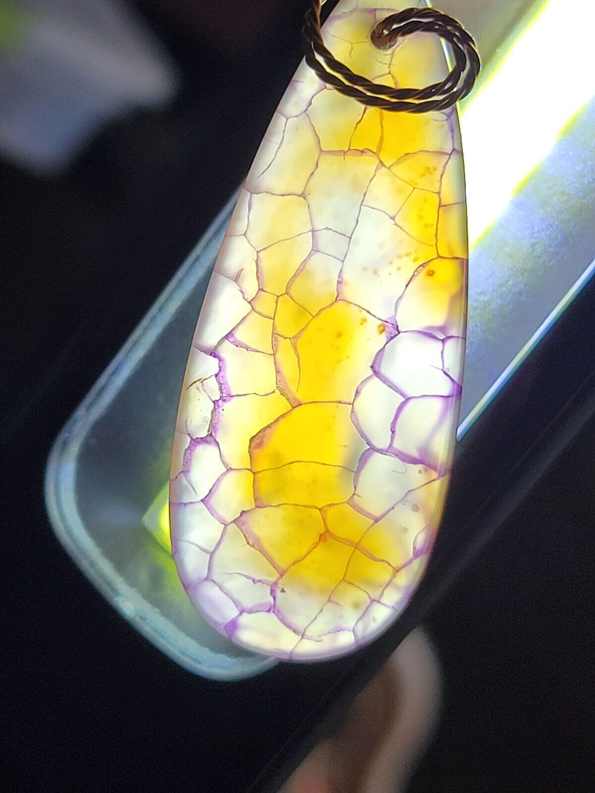 Wire Wrapped Dragon Vein Agate Reversible Pendant