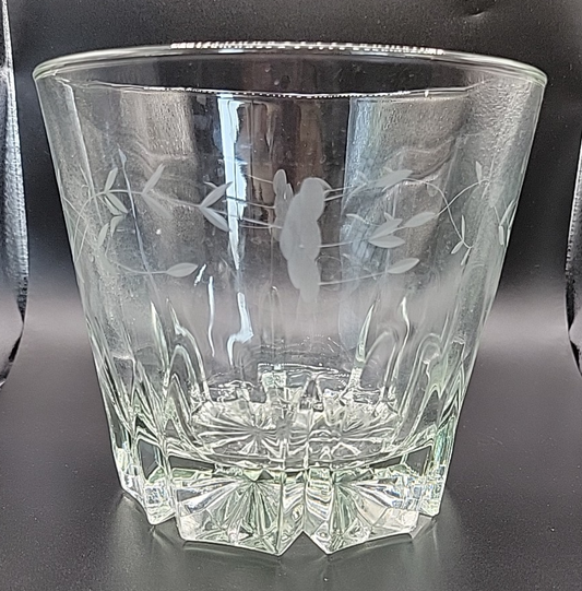 VINTAGE PRINCESS HOUSE 1980'S CRYSTAL ETCHED FLORAL ICE BUCKET