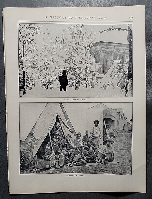 Winter Sentry & Summer Camp Scene, Lossing's History of the Civil War Page 469