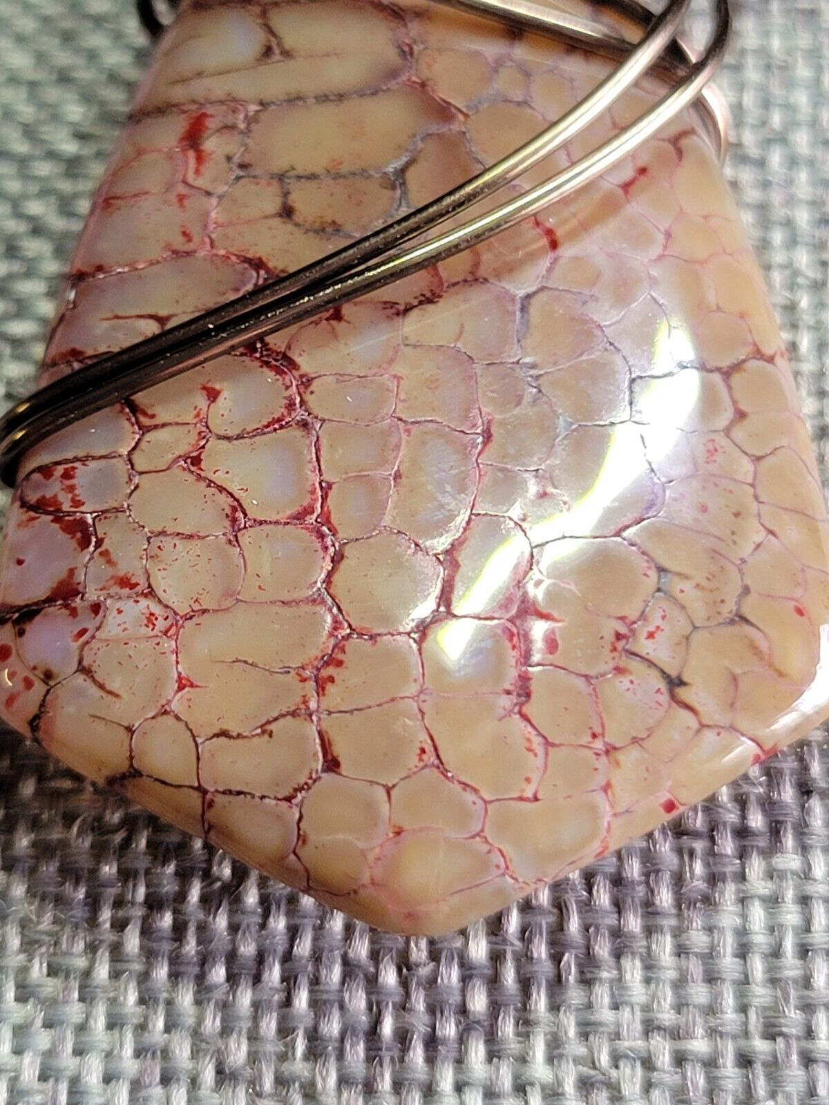 Wire Wrapped Dragon Vein Agate Reversible Pendant